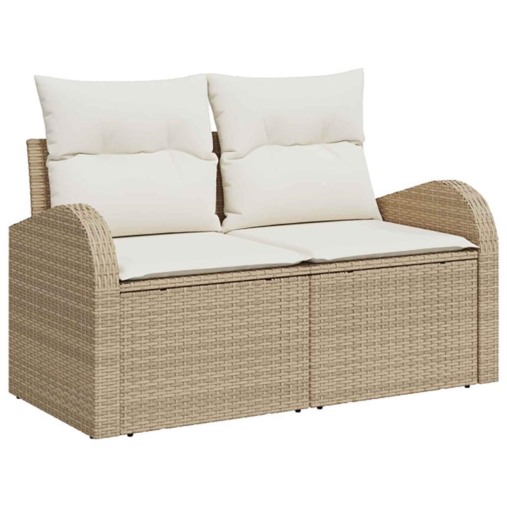 Sofa Set 8 Pieces Beige and Cream White Poly Rattan and Steel