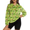 Women's Stand Collar Pullover Long Sleeve Top Christmas Print Sports Top