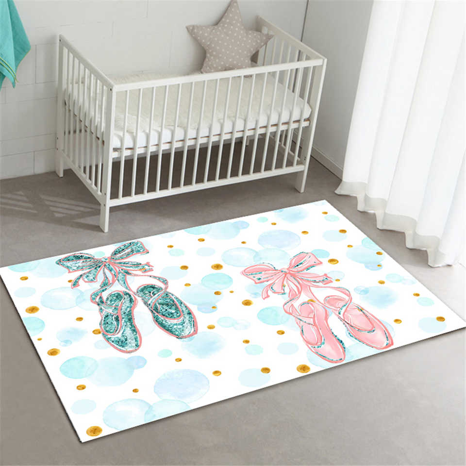 Niedlicher Cartoon-Tanz-Ballerina-Mädchen-Kind-Teppich, Mädchen, rutschfester Schlafzimmer-Teppich, Kinderzimmer-Dekoration, Kopfteil, Spielmatte