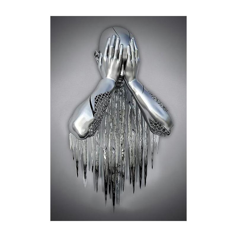 Romantic Abstract Metal Figure Statue Wall Art Canvas Painting Modern Living Room Interior Home Decoration Wall Painting Poster
