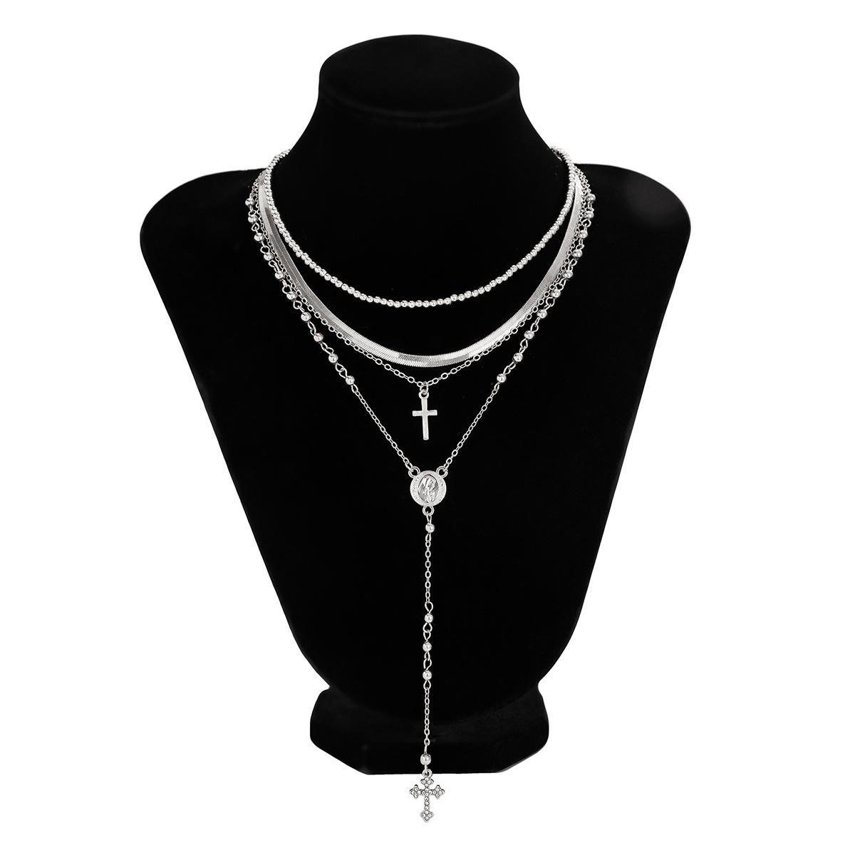 Women Chain Choker Cross Pendant Necklace Hip-hop Jewelry Accessory