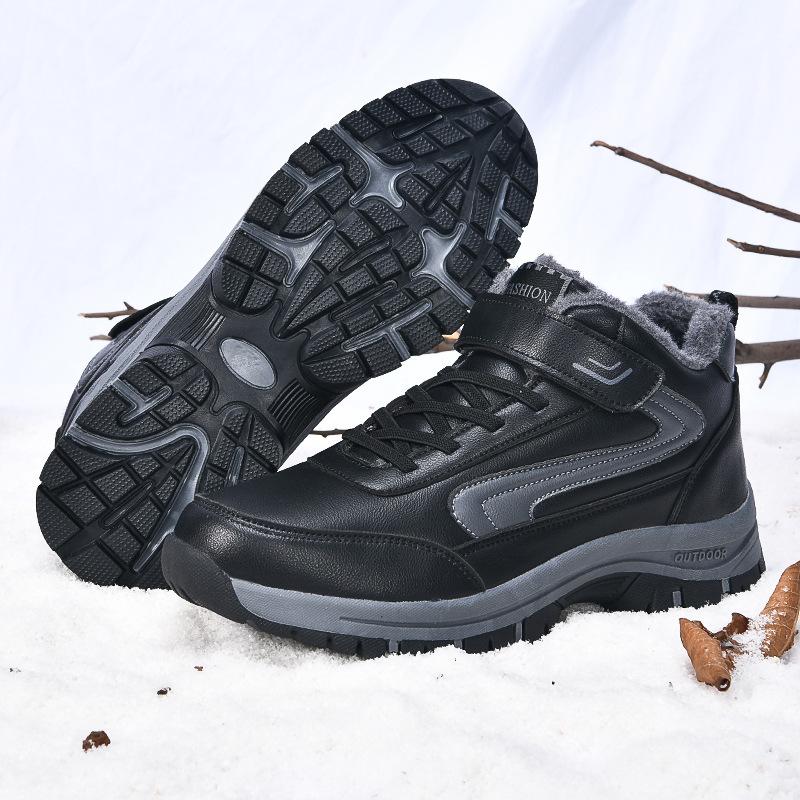 New Cotton Shoes Men's Winter Elderly Cotton Shoes Piled and Thickened Medium and Elderly Warm Men's Snow Boots Dad Shoes
