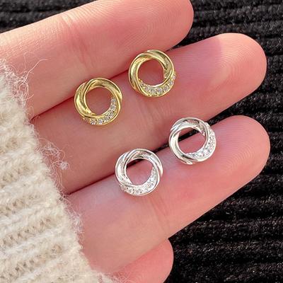 Flash Diamond Mobius Earrings for Women's Round Rings Simple Niche Light Luxury High-end Temperament Earrings