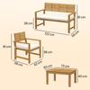 4 Seater Wooden Garden Furniture Set with Loveseat, Armchairs, Table, Acacia Wood Garden Sofa Set, Cream White