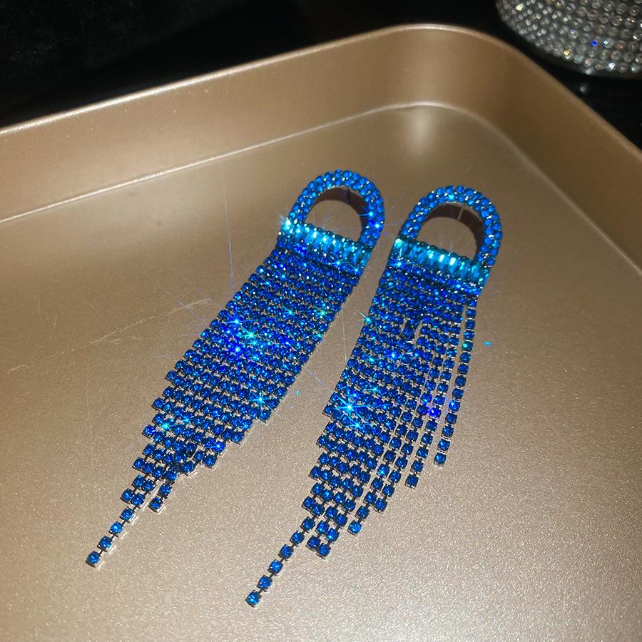 Silver Needle French Court Style Blue Flower Zircon Earrings Light Luxury High-end Stud Earrings Exquisite Niche Earrings