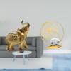 Elephant Resin Iron Animal Sculpture Decorative Figurine Ornament for Shelf Desk Bedroom Home Office
