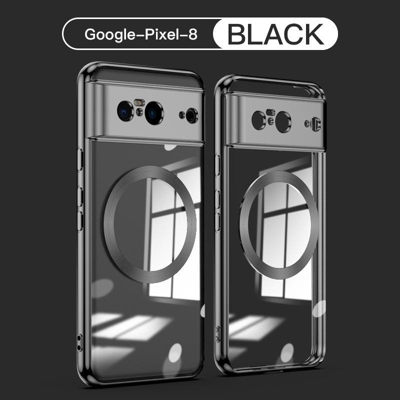Compatible with Google Pixel 10A/9 Pro XL/8 Pro Electroplated Transparent Silicone Magnetic Phone Case