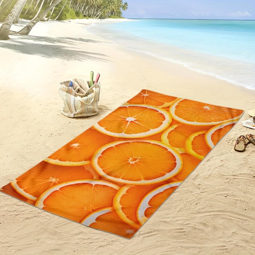 Strandtuch mit frischem Orangenscheiben-Print, schnell trocknendes, weiches Mikrofaserhandtuch für den Sommerurlaub