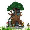 Solarbetriebenes Feenbaumhaus Gartenskulptur Ard Statue Mit LED-Leuchten Terrassenfigur Ornamente Wasserdichte Hof Rasen Dekoration