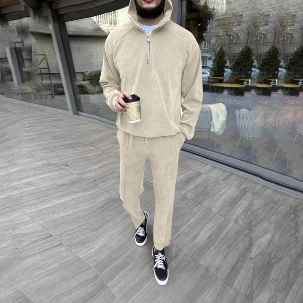 Men's Stand-up Collar Half-zip Trendy Suit Casual Men's New Sweatshirt Suit