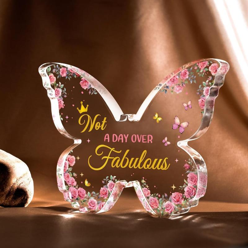 LUNEKKH Fjärilsplakett - Rosa Blommig Födelsedagspresent till Kvinnor & Systrar