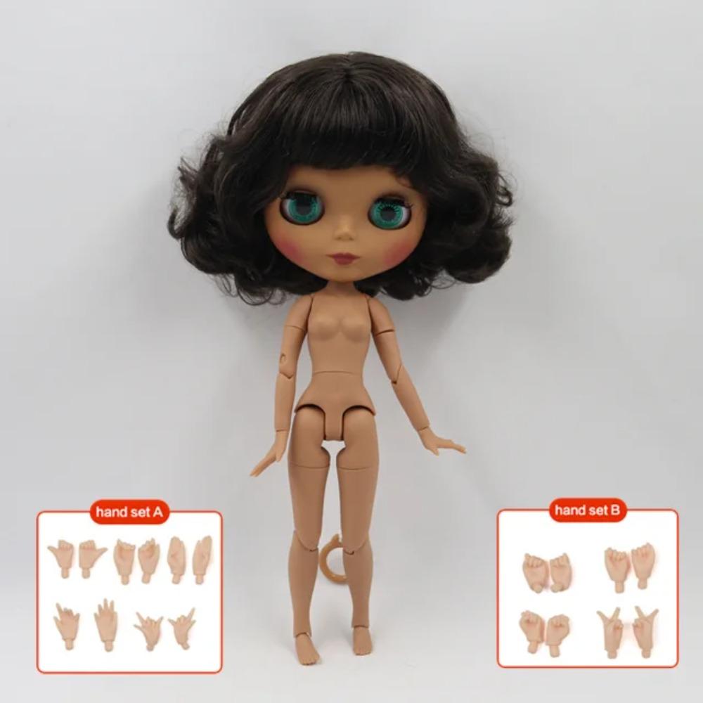 ICY Blyth doll 1/6 BJD 30cm doll with dark skin and short black curly hair matte face NUDE joint body BL950