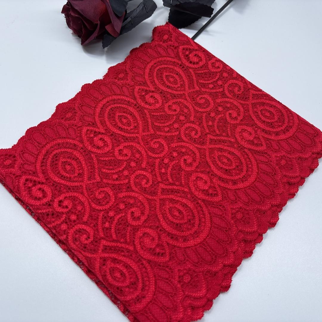 

18.5cm wide Elastic Lace Fabric, DIY Sewing Stretch Trimming Lace for Lingerie, Bra, Underwear, Dress, Home Decor 3 meters x 18.5 cm червоний