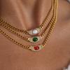 Youthway Vintage Glass Stone Crystal Pendant Necklace For Women  Gold Plated Stainless Steel Necklace Fashion Jewelry Gift
