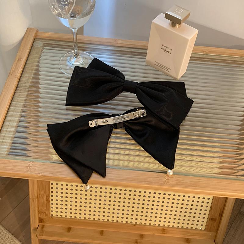Extra Large Black Bow Hair Clip Women's 3D High-end Feel Spring Clip Hairpin Headwear Hair Accessories