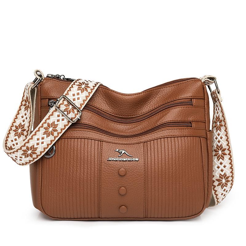 Fashionable and Simple Multi-layer Crossbody Bag, Soft Leather Single-shoulder Bag, Women's Underarm Bag