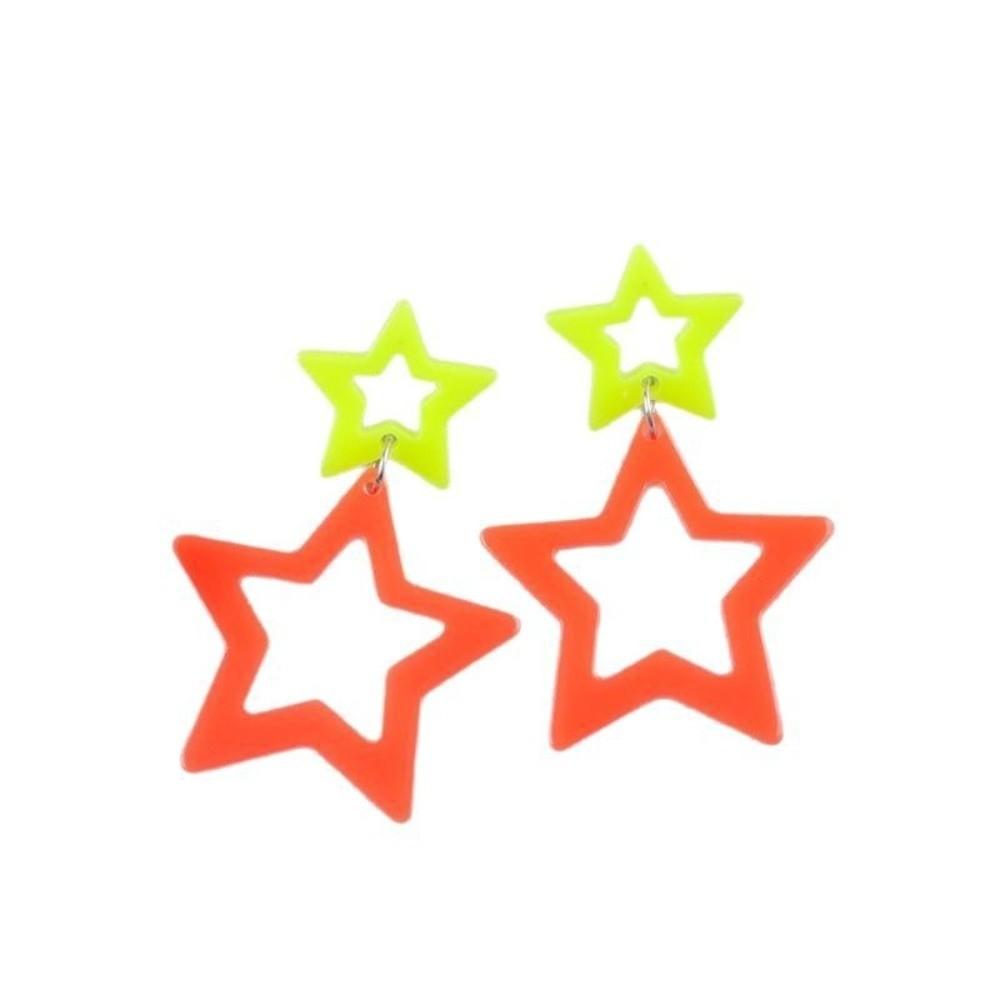 Y2K Star Pendant Earrings Geometric Pentagram Hollow Star Earrings Geometric Earrings  Daily Wear