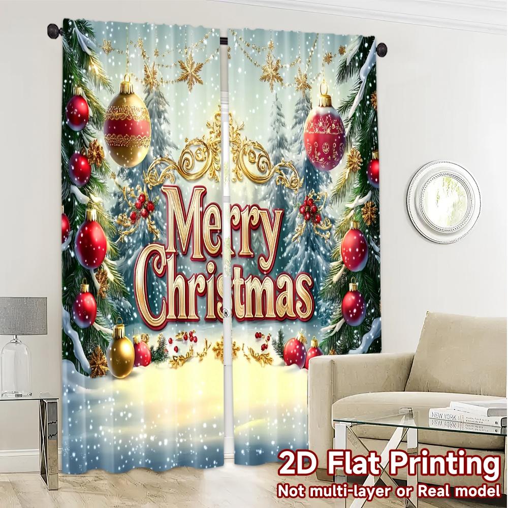 2pcs  Curtains Christmas33 (3) Fashionable Popular Curtains Durable Polyester Curtains Decorations Outdoor Use for Bedroom