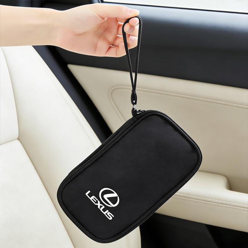 Car Emblem Portable Handbag Organizer Bag For Lexus Fsport RX330 IS250 Ct200h GX Car Interior Accessories Storage Bag Keychain