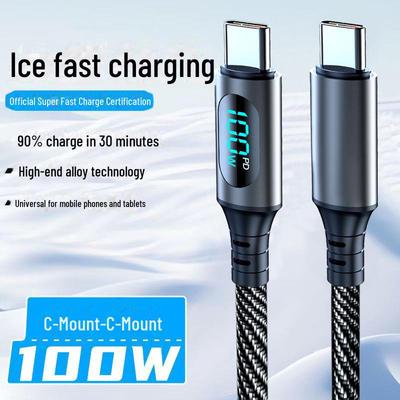 120W Digital Display Super Fast Charging Data Cable PD for Apple, Huawei, Honor, Xiaomi - Luminous Display
