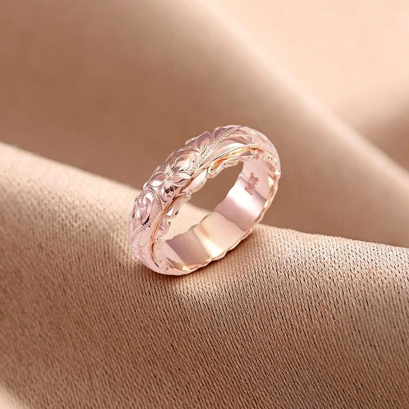 Rose Gold Color Suspended Carved Rose Flower Ring For Women Gold Rings Women'S Jewelry Rings Wedding Anniversary