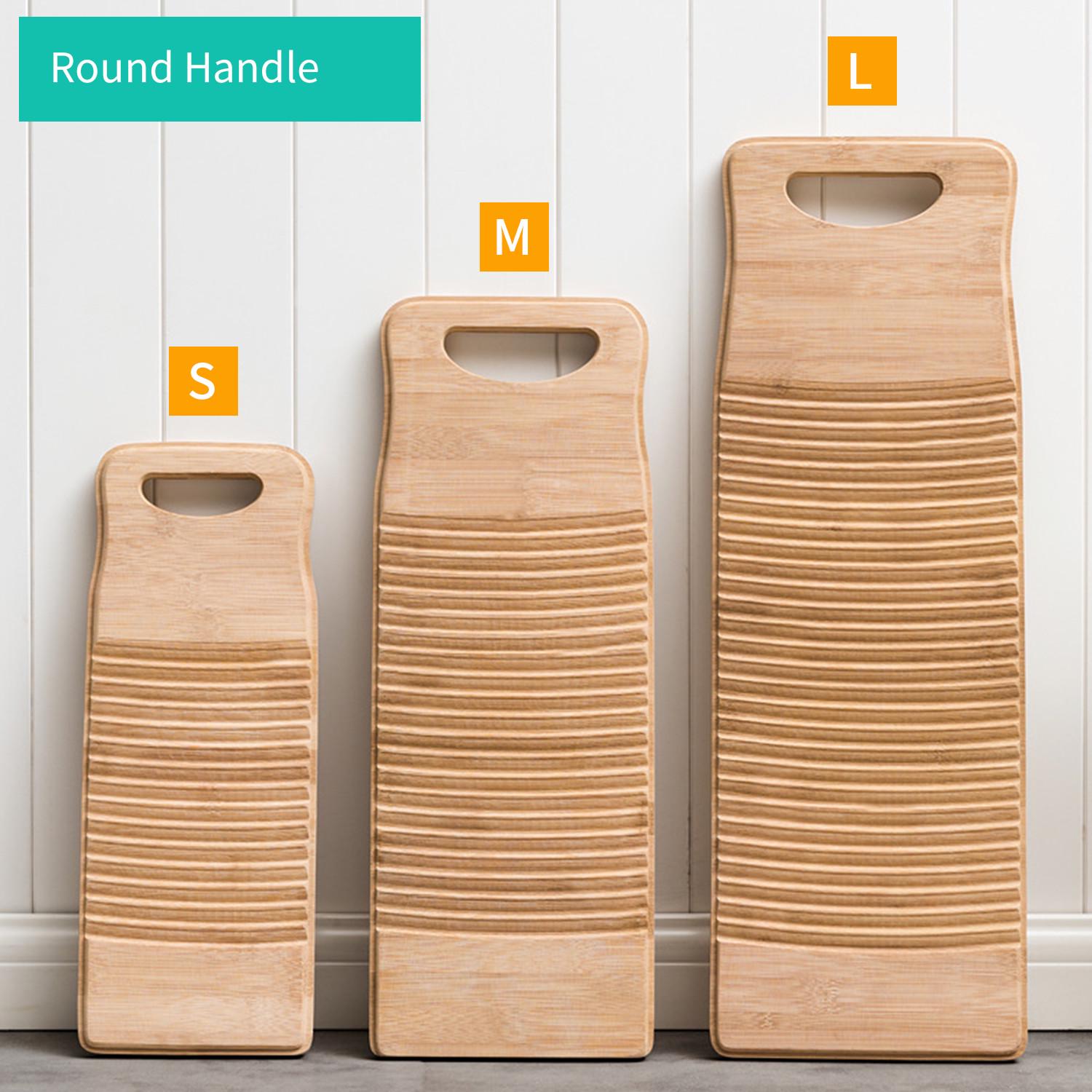 Available Wood Washboard Washing board with Round Handle Hand Percussion Hand Wash Board for Home Laundry Clothes Practical   Thickened Washboar