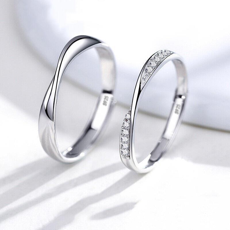 Mobius Zirconia Diamond Adjustable Couple Rings - Elegant Men's & Women's Wedding Bands