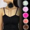 Stylish Rose Blossom Necklace Simulation Flower Neckchain Women Girls Collarbone Chain Eye Catching Choker Accessory