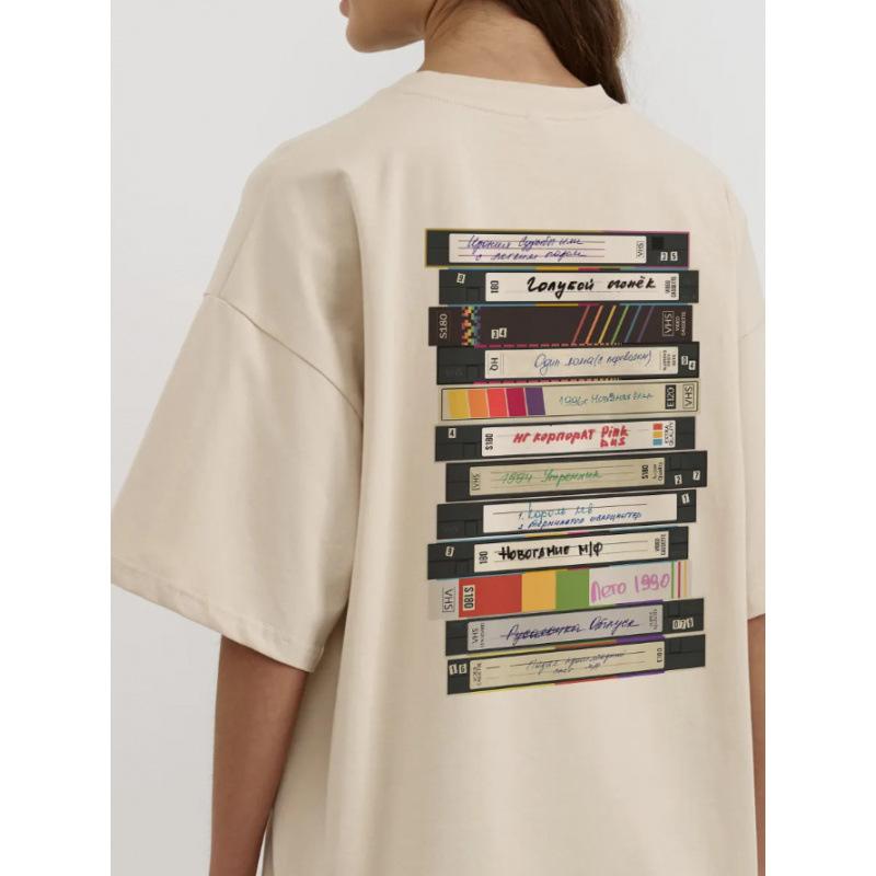 European and American cotton American short-sleeved T-shirt women s loose top S