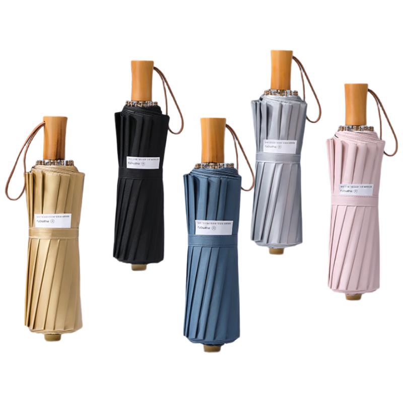 Mamoru 16-Rib Tri-Fold Sun/Rain Umbrella