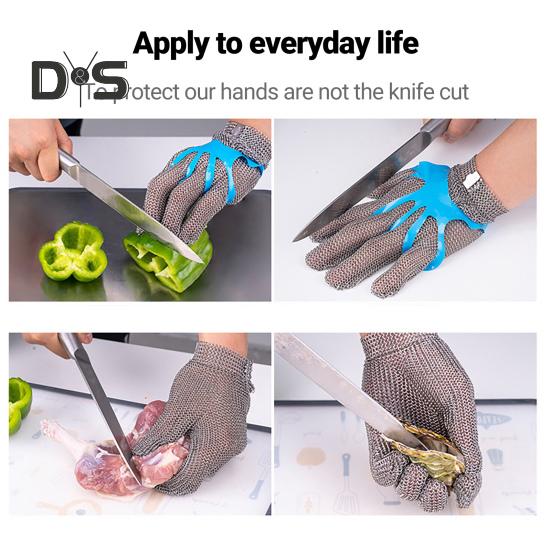 1 szt. Rękawice odporne na przecięcia, siatka ze stali nierdzewnej klasy spożywczej, gotowanie w kuchni, krojenie mięsa, otwieranie ostryg, rękawice rzeźnicze, wytrzymałe rękawice z metalowej kolczugi
