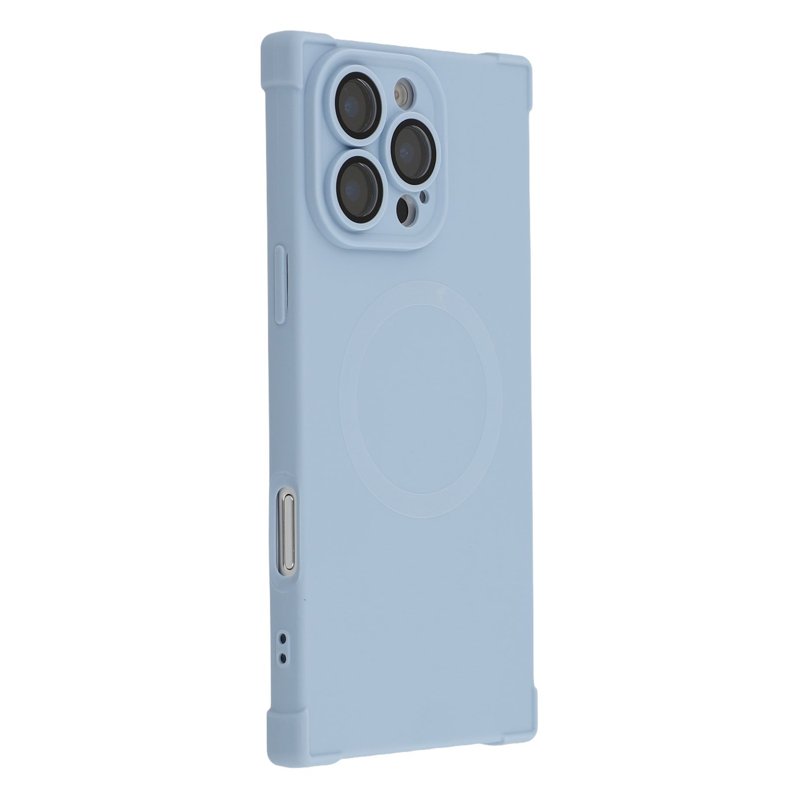 

For iPhone 16 Pro Case Compatible with MagSafe Straight Edge TPU Phone Cover with Camera Lens Protector Blue
