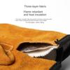 Outdoor BBQ BBQ Insulated and Flame-retardant Gloves, Thickened Cowhide Heat-resistant and Wear-resistant Camping Protective Gloves