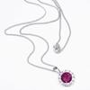 [Your and My Jewelry Box] Ruby Necklace Pendant, Synthetic Ruby 2.0 Carat, Luxurious CZ Surround [July Birthstone] 14206 [Jewelry] [Gift Wrapped]