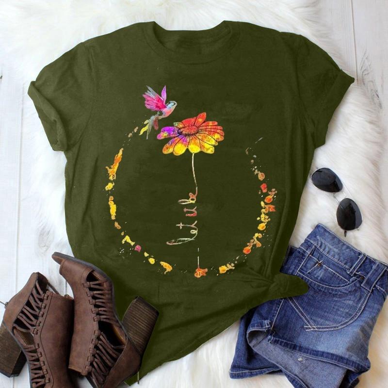 Women Fashion Short Sleeve Summer Shirt Casual Graphic Print Tops Original Let It Be T-Shirt for Female Girls Plus Size