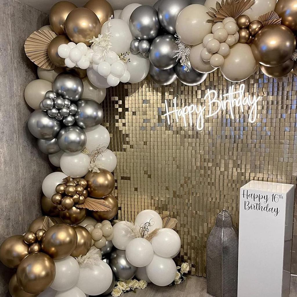 160PCS white and gold latex balloon set suitable for birthday parties, weddings, Valentine's Day party decorations