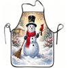 1pc Snowman with Red Scarf Winter Christmas Scene Printed Apron, Durable and Easy To Clean, Adjustable Waistband, Polyester Material, Suitable for Kit
