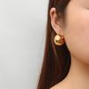 Round high-end stainless steel hollow earrings, simple and fashionable women's geometric titanium steel earrings, earrings