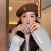 New Bear Brown Beret Women's Autumn and Winter Woolen Versatile Showing Face and Small Temperament Winter Painter Hat