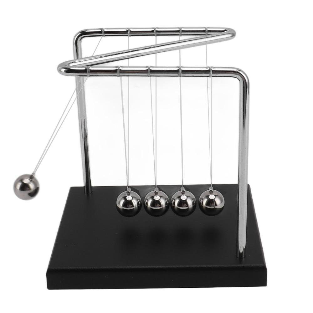 Stainless Steel Desktop Balancing Balls Wooden Base Physics Toy Stress Relief