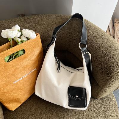 Versatile Large Capacity Commuting Bag for Women Casual Off-white One-shoulder Crossbody Shoulder Bag Canvas Tote Bag
