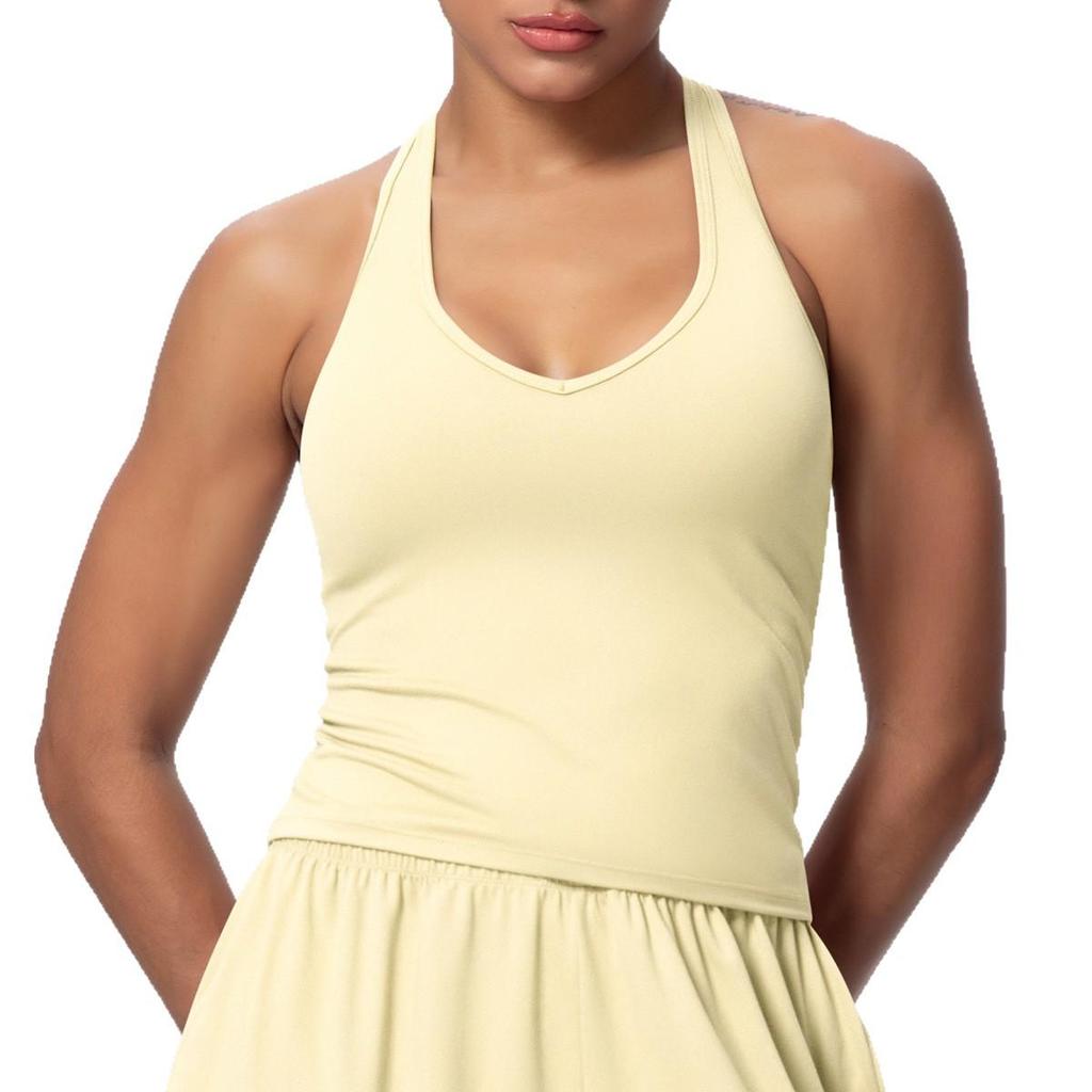 Skin-Friendly Slim Fit Yoga Tank with Strappy Back - Women's Fitness and Running Top
