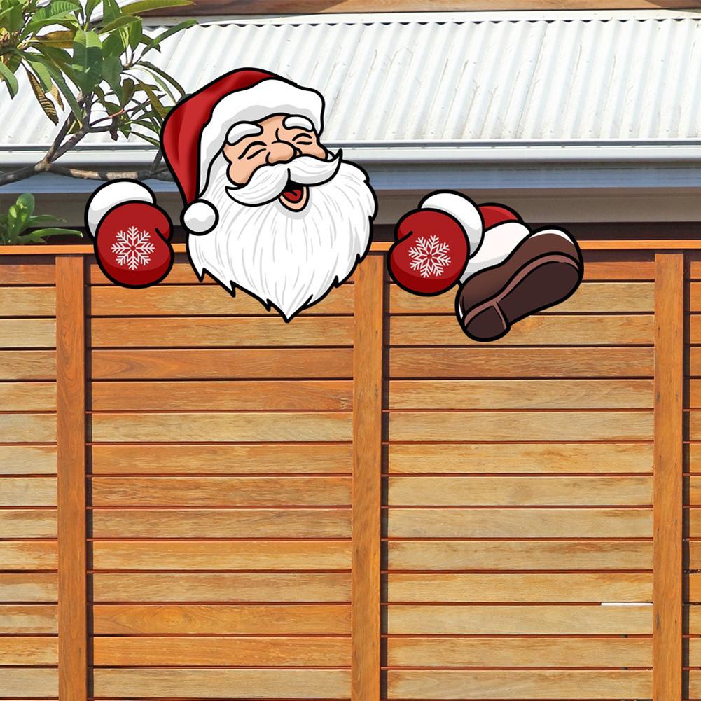Christmas Fence Decoration DIY Garden Fence Sign Outdoor Xmas Decor Santa Clause