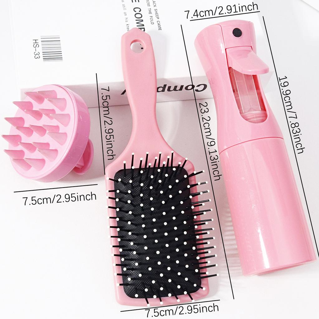 3-piece hair styling tool set, including 200ml spray bottle, airbag massage comb and shampoo brush, Special for real hair wigs