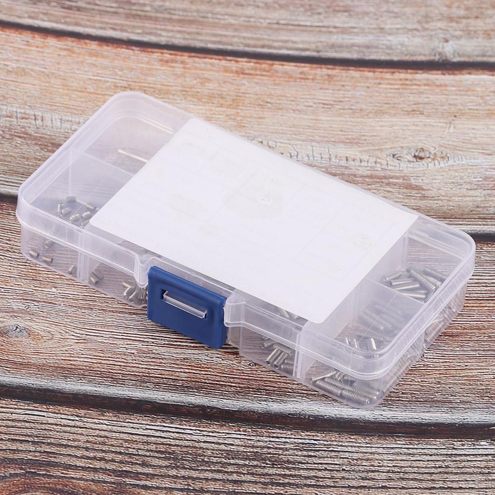 212Pcs Set Screws Stainless Steel M2.5 A2 DIN916 Inner Hex Concave End Tighten Fasteners