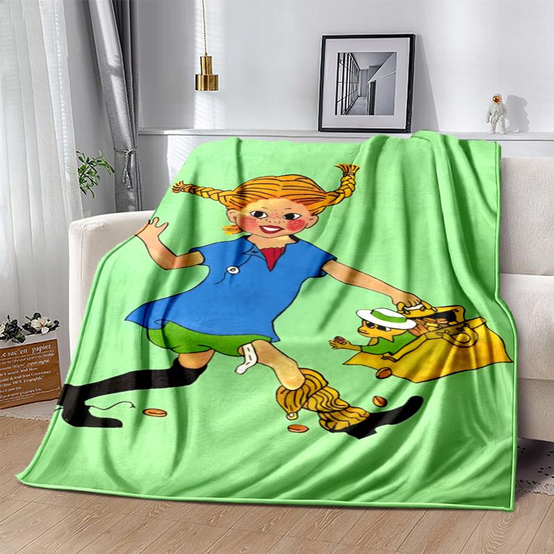 Coperta in Flanella di Pippi Calzelunghe Morbida Calda per Tutte le Stagioni, Design per Campeggio, Viaggio in Auto, Escursionismo Divano, Letto, Ufficio Regalo Perfetto per Feste