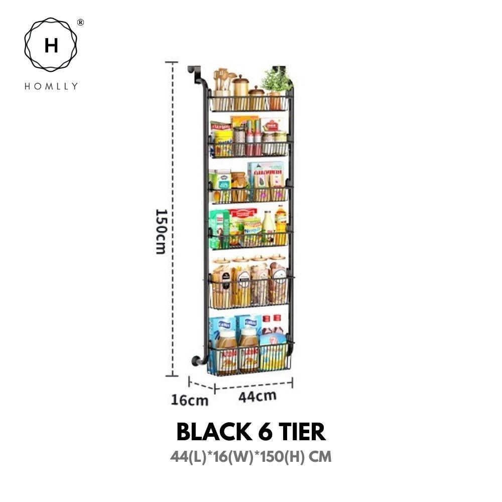 Homlly Over the Door 4/5/6 Tier Pantry Kitchen Bathroom Organizer and Storage Rack with Full Basket