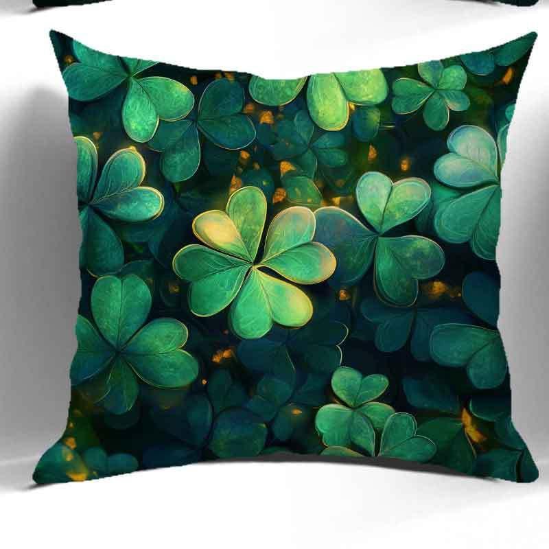 Enchanted FourLeaf Clover Pattern Pillow Covers Pattern Cushion Cover Suitable For Sofa Bedroom Car Pillow Cover