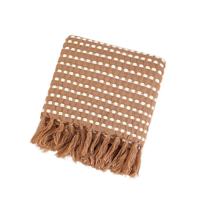 Chenille Knitted Bean Throw Blanket Summer Thin Sofa Cover Blanket Air Conditioning Bed Tail Blanket Woven Blanket For Office Nap Use