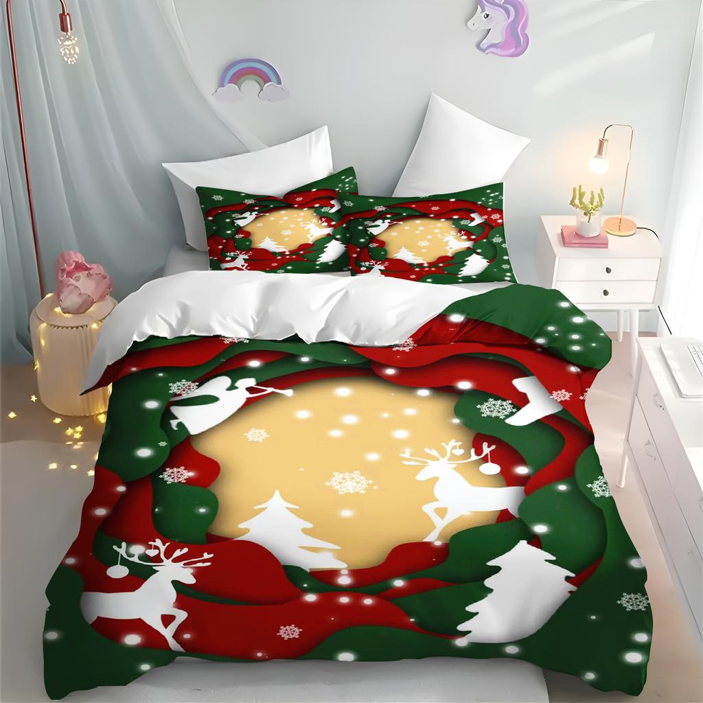 Christmas Quilt Cover, Cartoon Anime, Duvet Printed Comforter, Polyester Bedding, Twin Size, Children Gift, Various Sizes